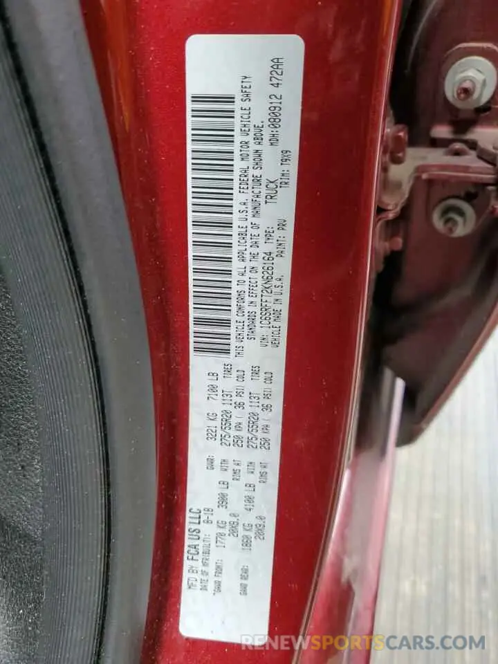 12 Photograph of a damaged car 1C6SRFFT2KN626164 RAM 1500 2019