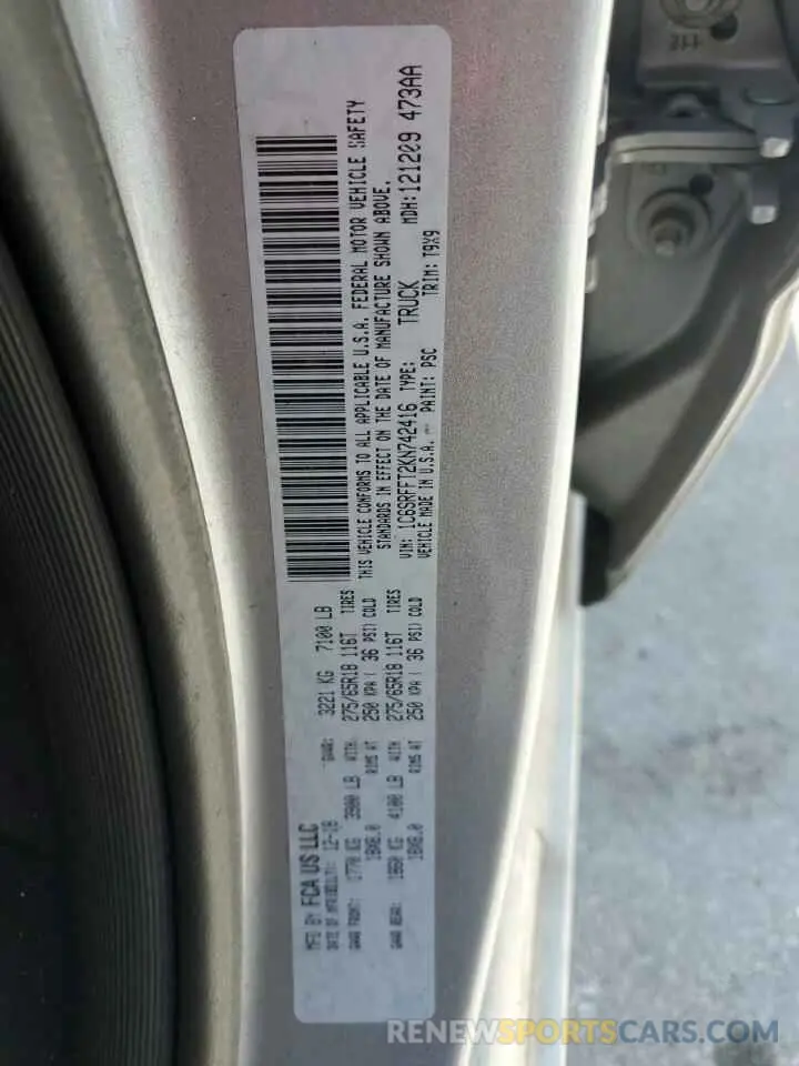12 Photograph of a damaged car 1C6SRFFT2KN742416 RAM 1500 2019