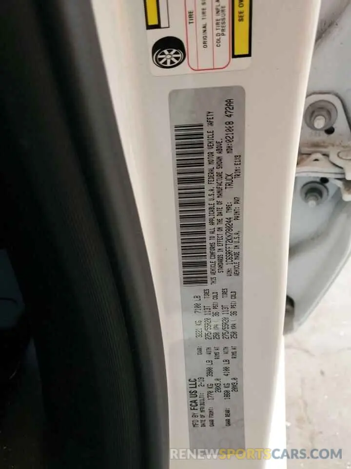 12 Photograph of a damaged car 1C6SRFFT2KN780244 RAM 1500 2019