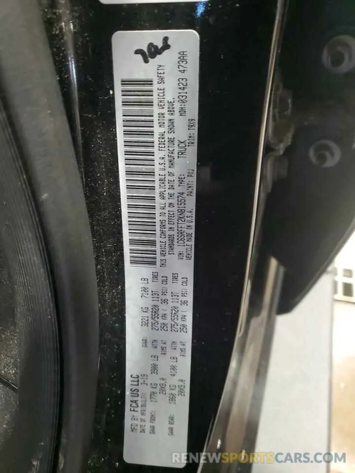 12 Photograph of a damaged car 1C6SRFFT2KN815574 RAM 1500 2019