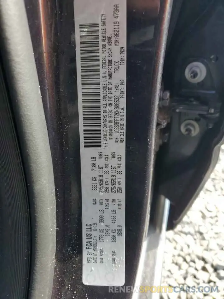12 Photograph of a damaged car 1C6SRFFT2KN908532 RAM 1500 2019