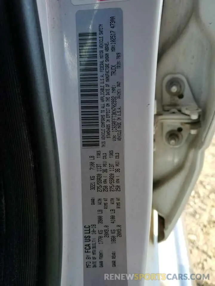 14 Photograph of a damaged car 1C6SRFFT3KN702992 RAM 1500 2019