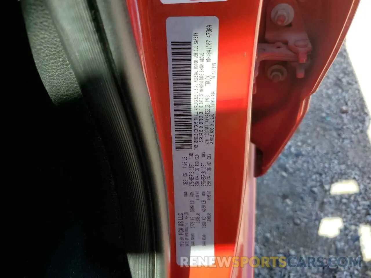 13 Photograph of a damaged car 1C6SRFFT4KN842212 RAM 1500 2019