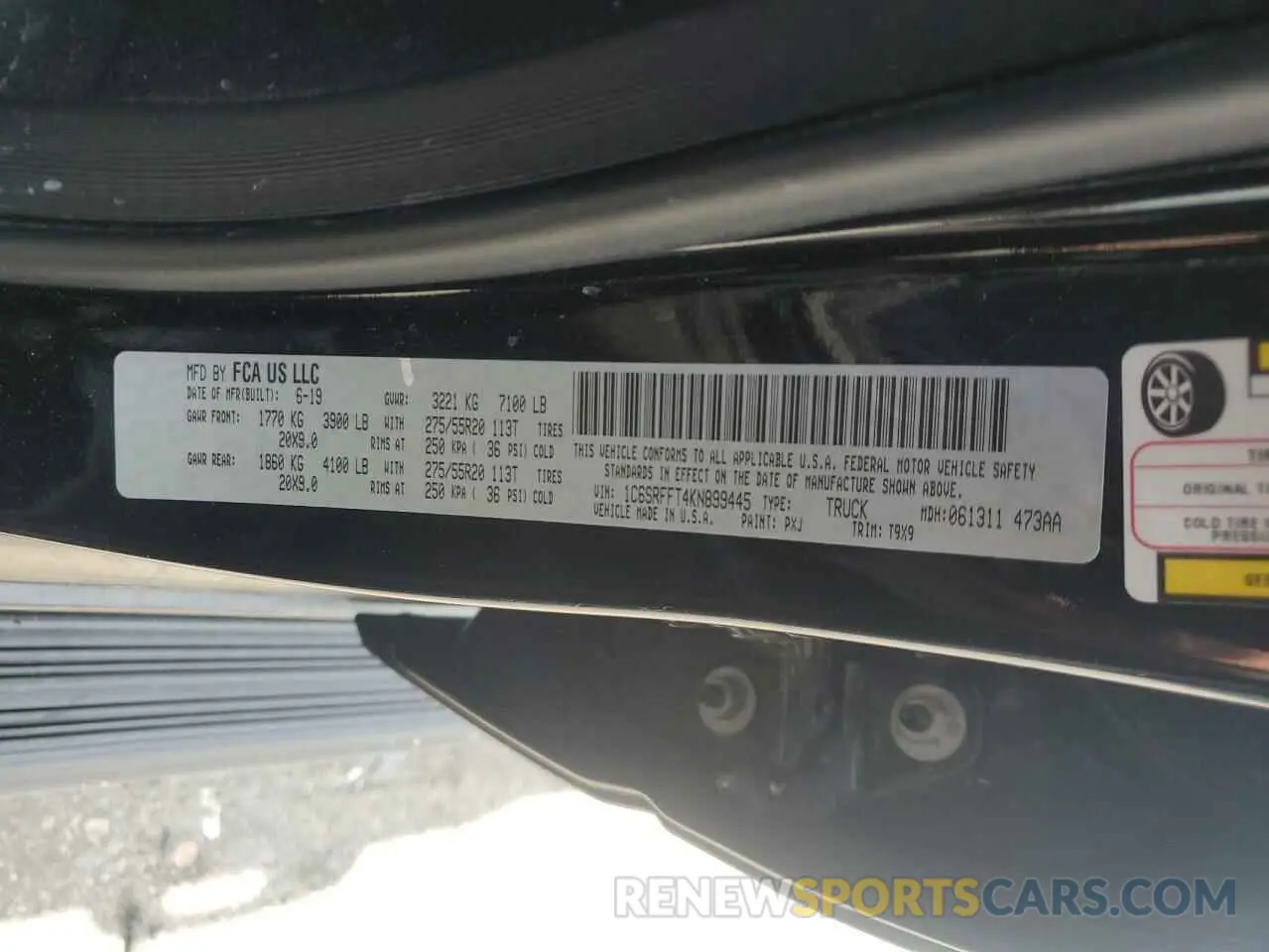12 Photograph of a damaged car 1C6SRFFT4KN899445 RAM 1500 2019