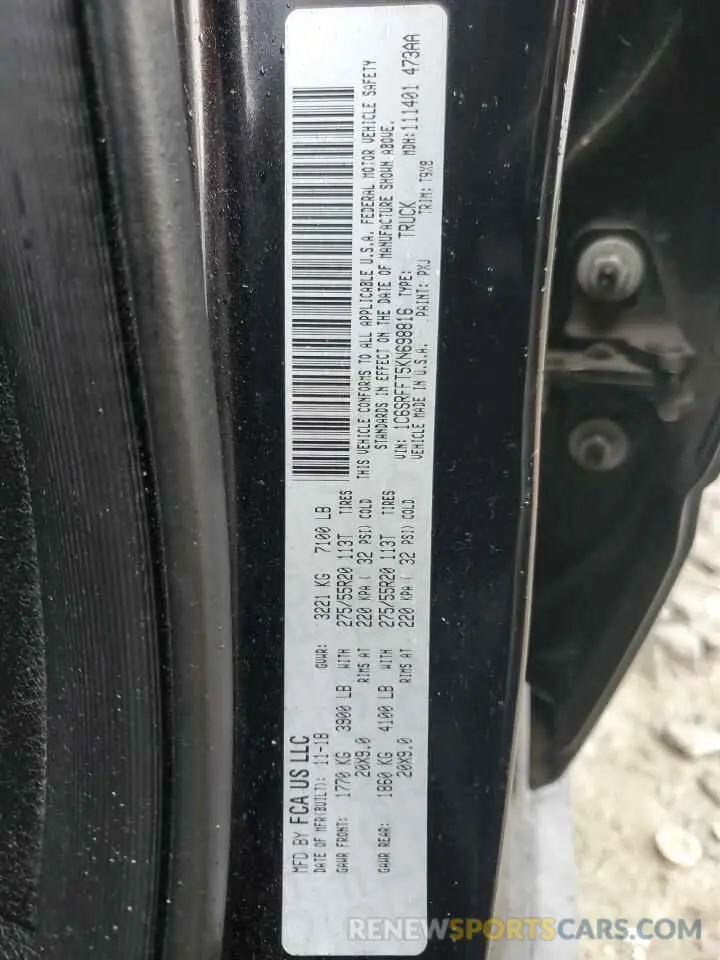 12 Photograph of a damaged car 1C6SRFFT5KN698816 RAM 1500 2019