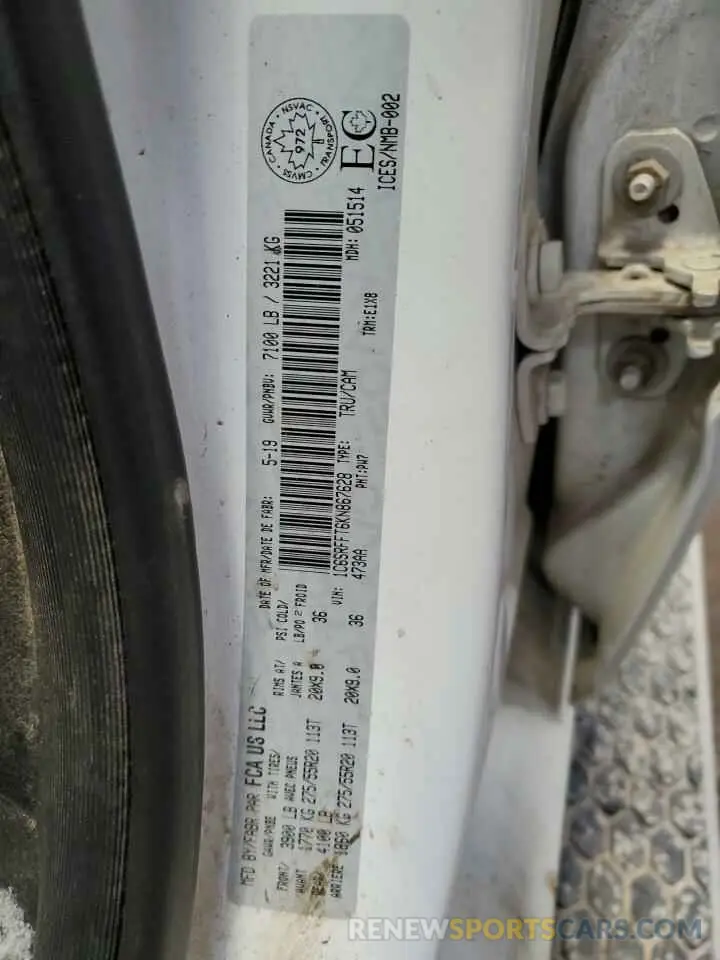 13 Photograph of a damaged car 1C6SRFFT6KN867628 RAM 1500 2019
