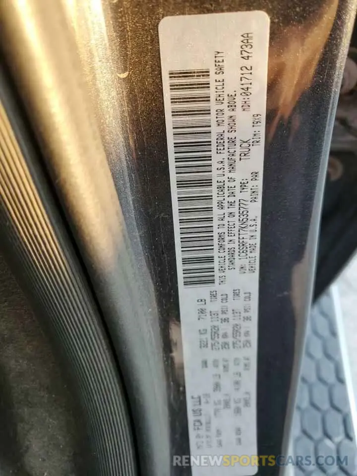 14 Photograph of a damaged car 1C6SRFFT7KN535777 RAM 1500 2019
