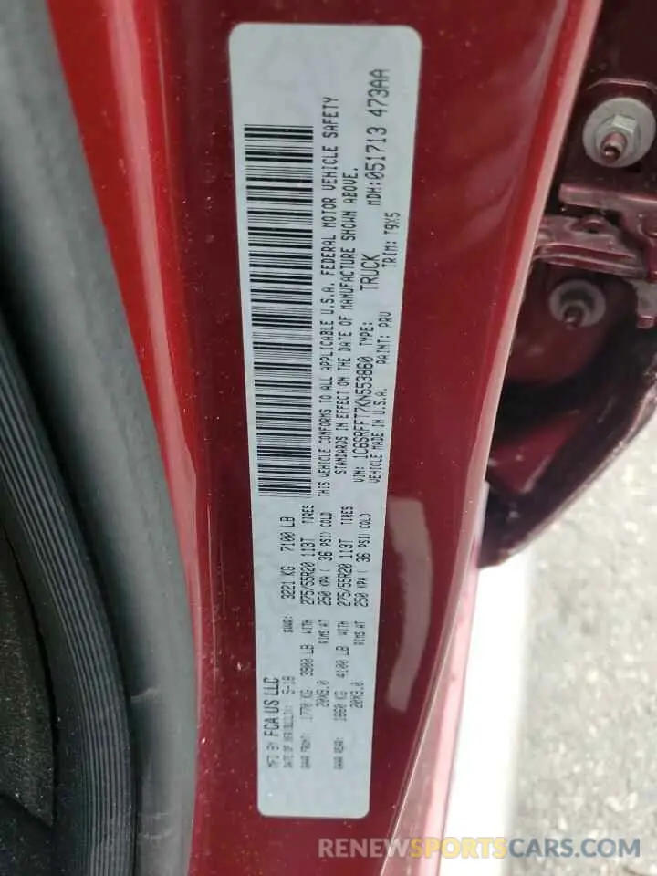 12 Photograph of a damaged car 1C6SRFFT7KN553860 RAM 1500 2019