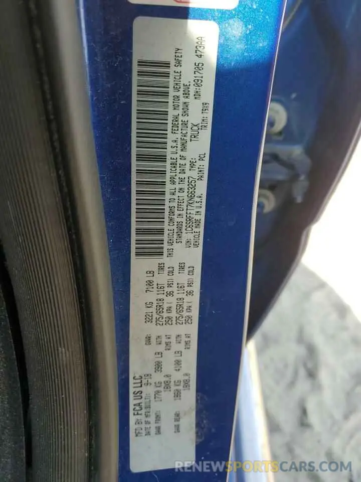 12 Photograph of a damaged car 1C6SRFFT7KN663257 RAM 1500 2019