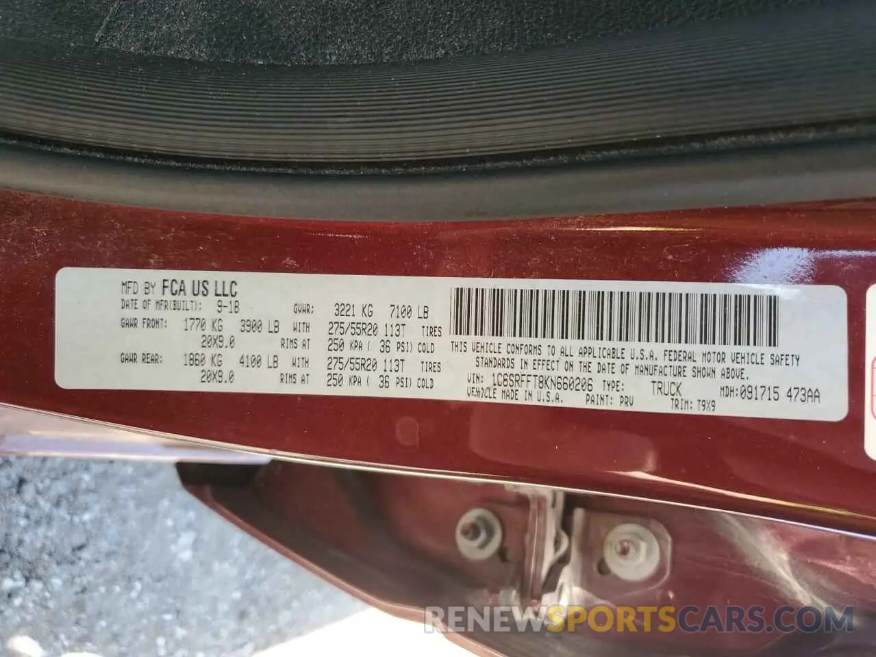 12 Photograph of a damaged car 1C6SRFFT8KN660206 RAM 1500 2019