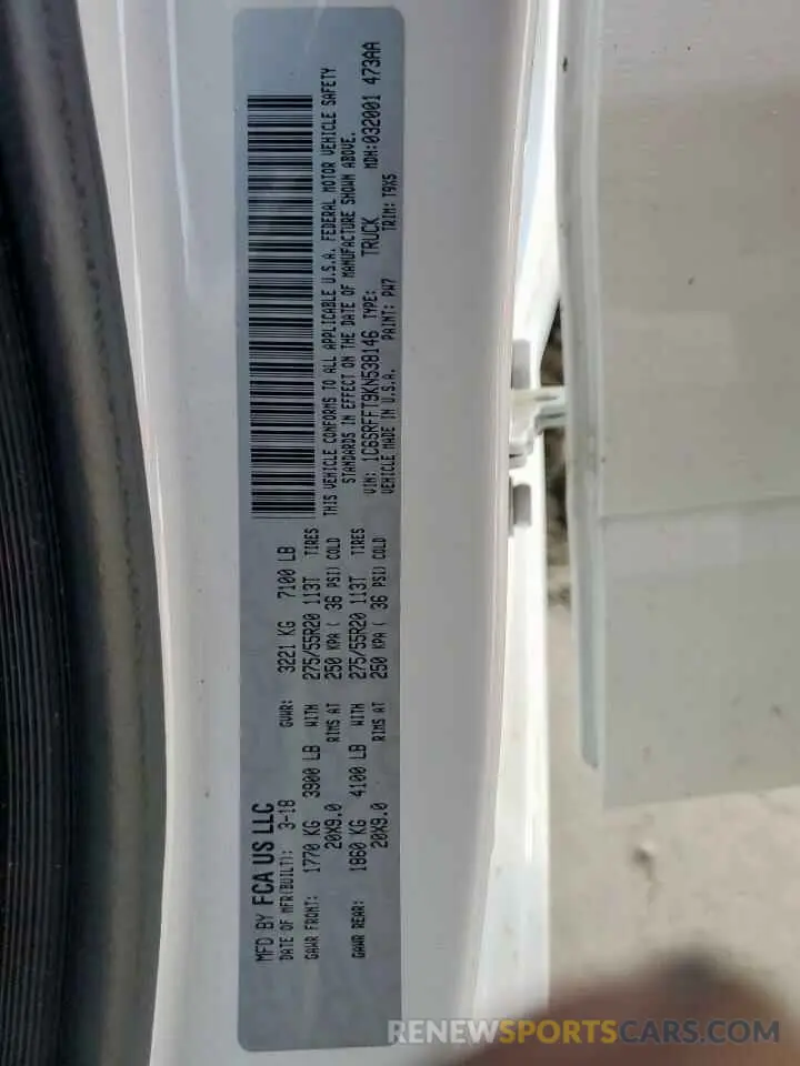13 Photograph of a damaged car 1C6SRFFT9KN538146 RAM 1500 2019