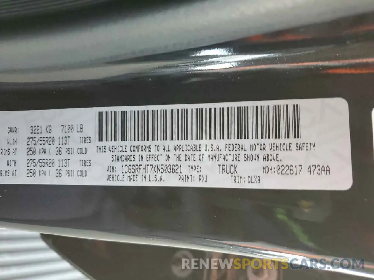 12 Photograph of a damaged car 1C6SRFHT7KN503621 RAM 1500 2019