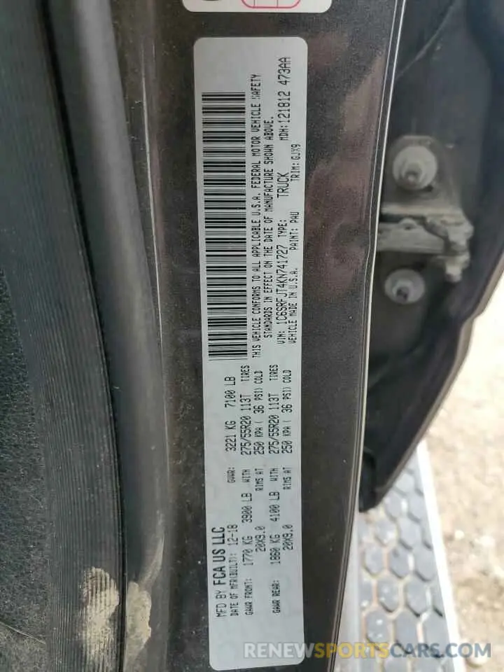 12 Photograph of a damaged car 1C6SRFJT4KN741727 RAM 1500 2019