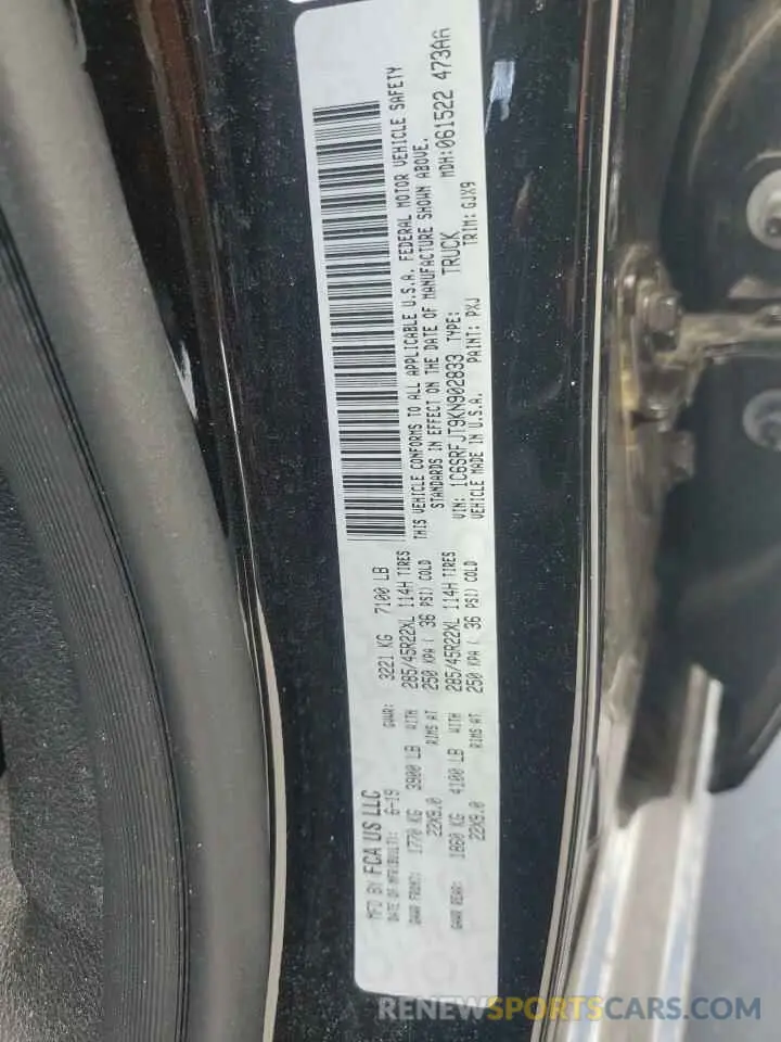 12 Photograph of a damaged car 1C6SRFJT9KN902833 RAM 1500 2019