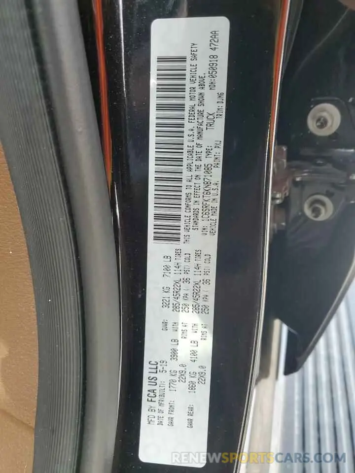12 Photograph of a damaged car 1C6SRFKT6KN871085 RAM 1500 2019