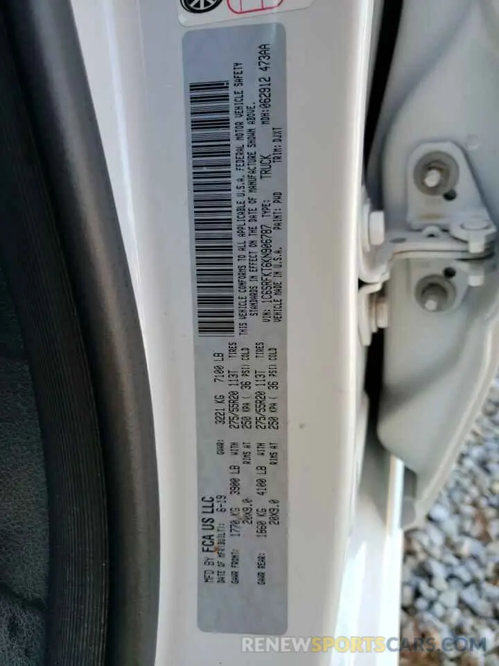 14 Photograph of a damaged car 1C6SRFKT6KN906787 RAM 1500 2019
