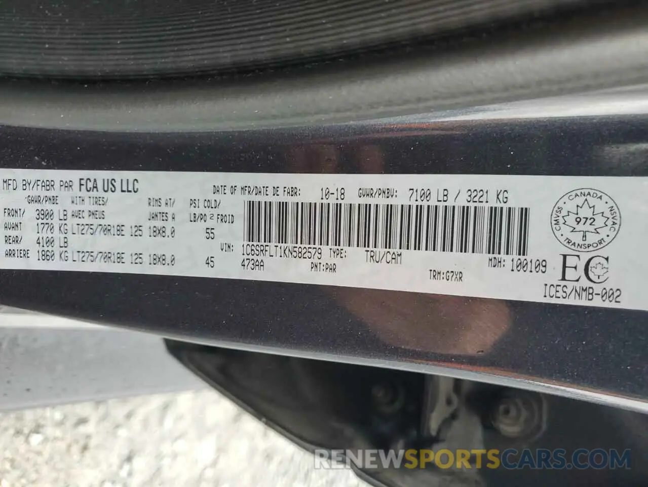 12 Photograph of a damaged car 1C6SRFLT1KN582579 RAM 1500 2019