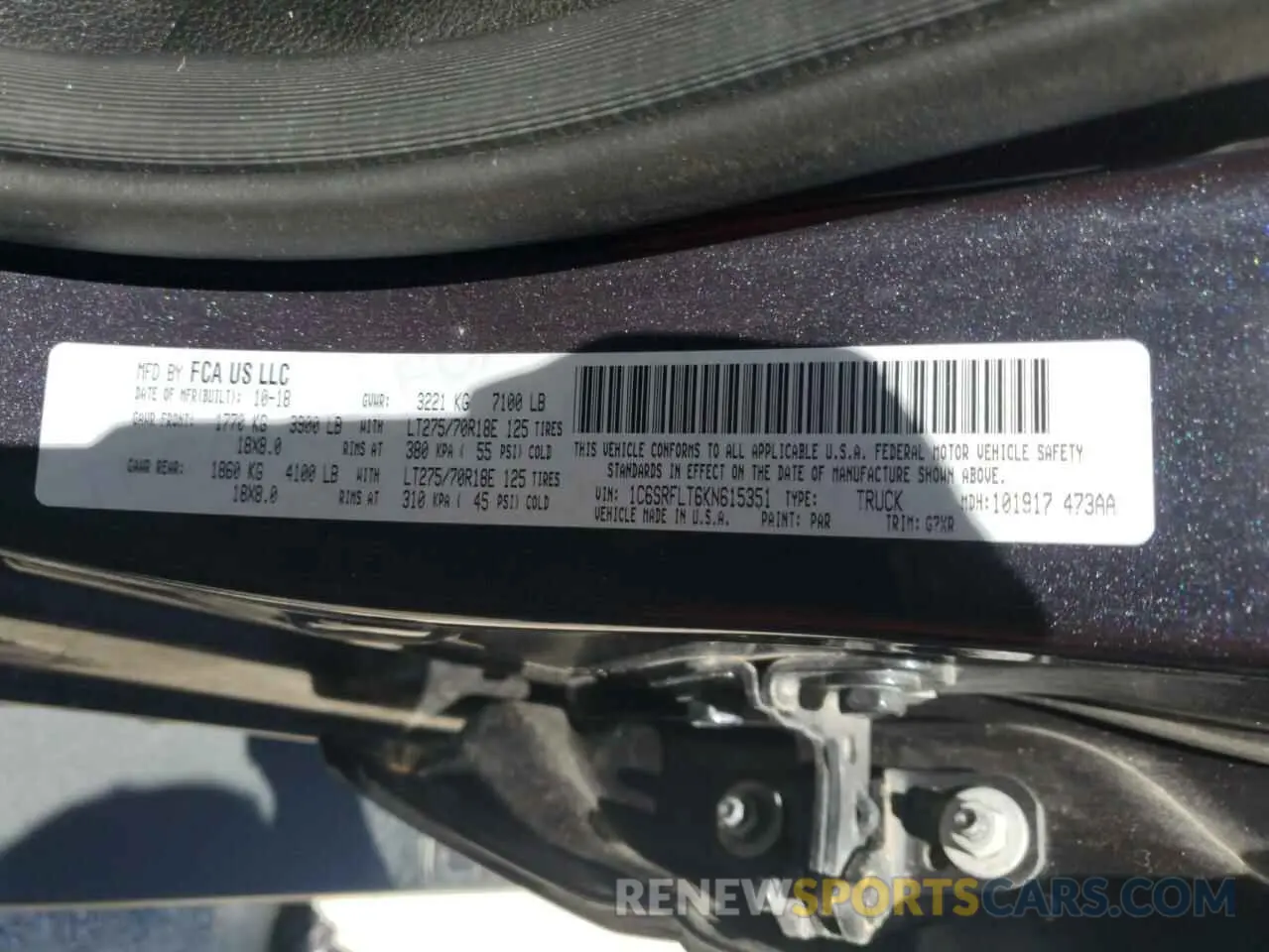 12 Photograph of a damaged car 1C6SRFLT6KN615351 RAM 1500 2019