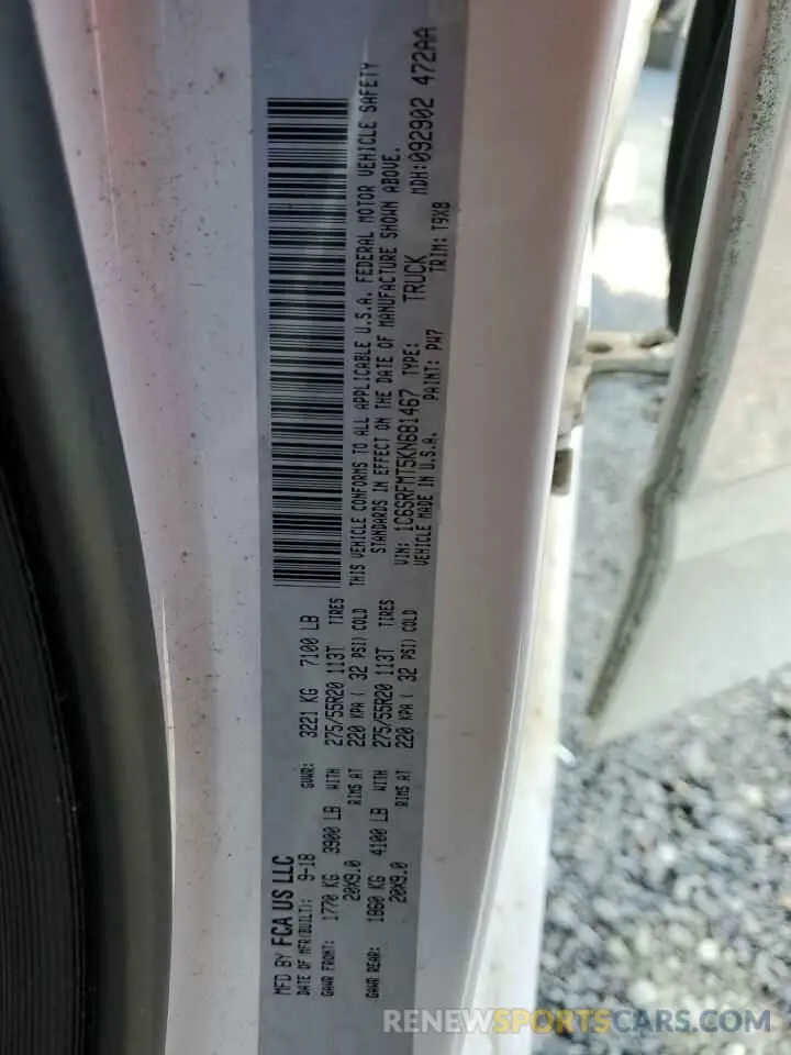 12 Photograph of a damaged car 1C6SRFMT5KN681467 RAM 1500 2019