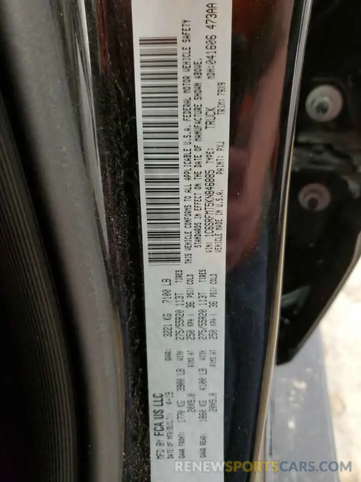 13 Photograph of a damaged car 1C6SRFMT5KN846885 RAM 1500 2019