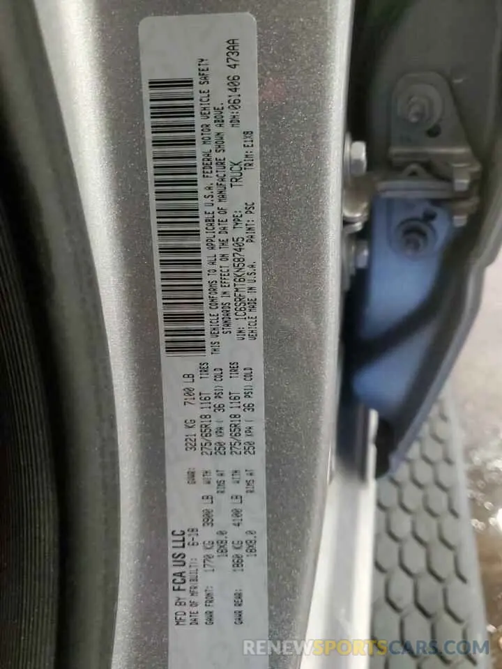 12 Photograph of a damaged car 1C6SRFMT6KN587405 RAM 1500 2019