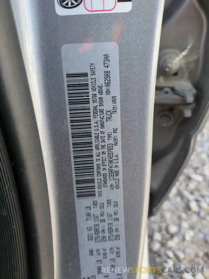 12 Photograph of a damaged car 1C6SRFNT0KN597653 RAM 1500 2019
