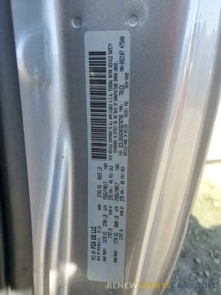 12 Photograph of a damaged car 3C6JR6AGXKG678799 RAM 1500 2019