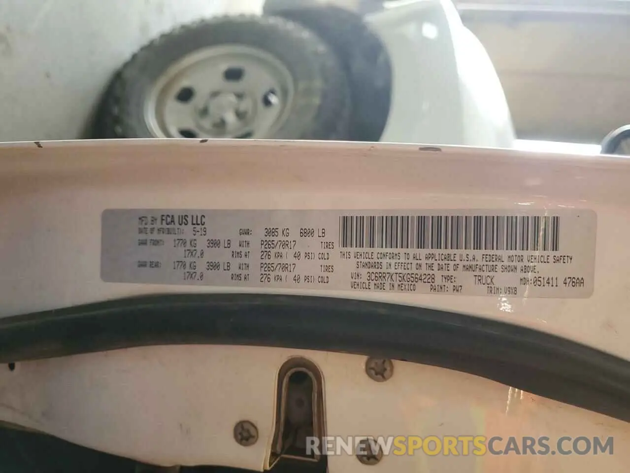 12 Photograph of a damaged car 3C6RR7KT5KG564228 RAM 1500 2019
