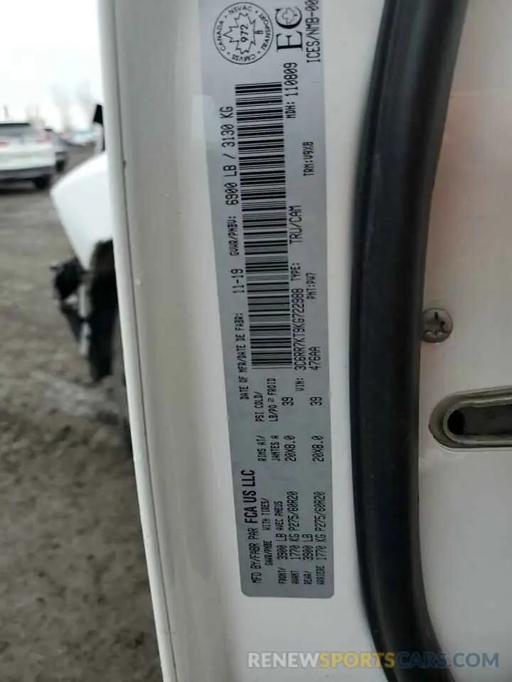 12 Photograph of a damaged car 3C6RR7KT9KG722988 RAM 1500 2019