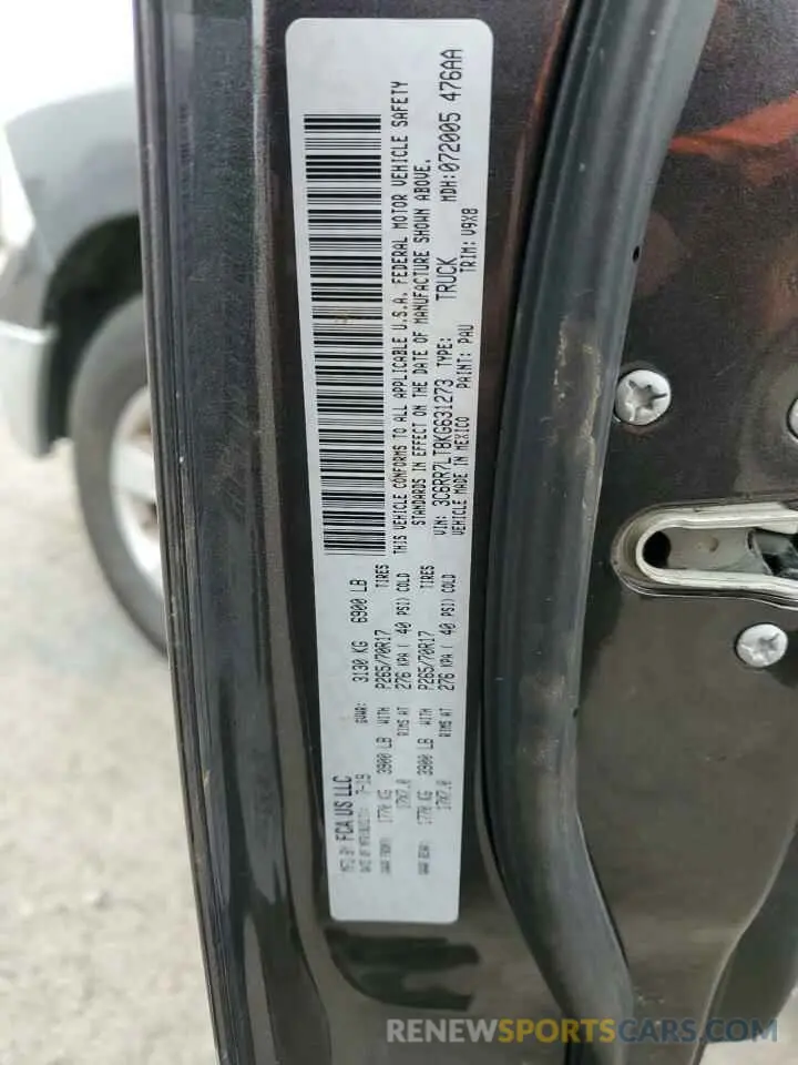 12 Photograph of a damaged car 3C6RR7LT8KG631273 RAM 1500 2019