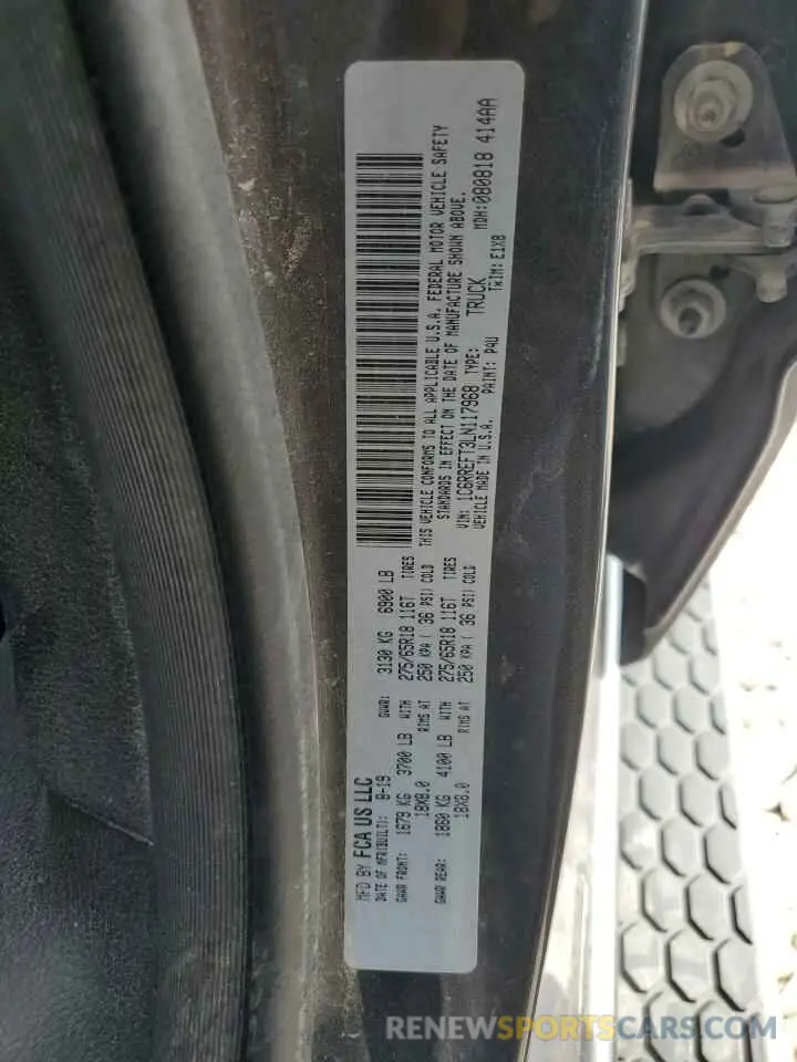 14 Photograph of a damaged car 1C6RREFT3LN117968 RAM 1500 2020
