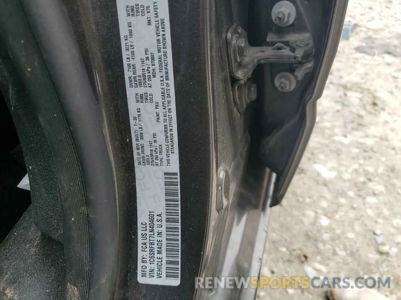 13 Photograph of a damaged car 1C6SRFBT7LN404601 RAM 1500 2020