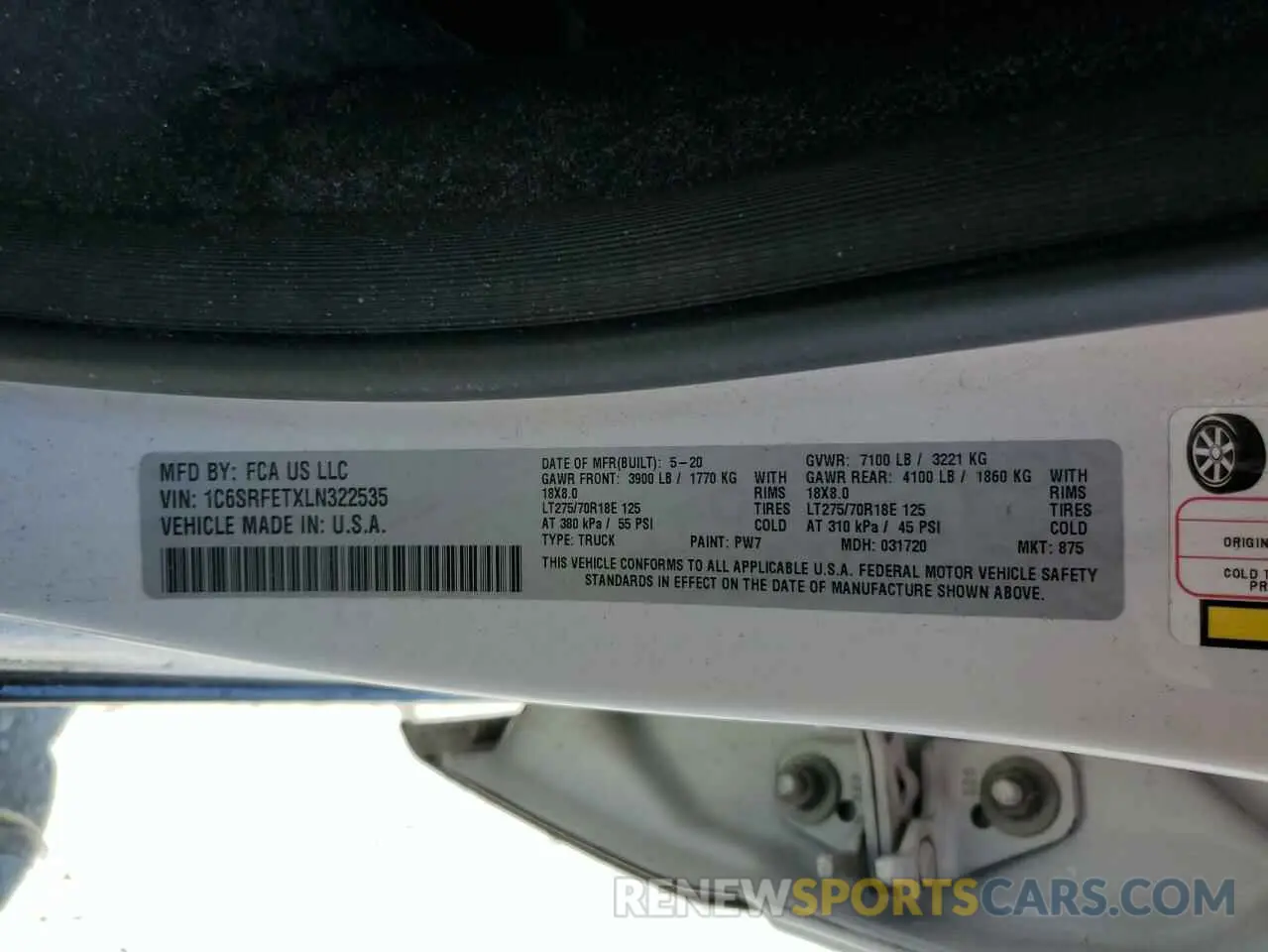 12 Photograph of a damaged car 1C6SRFETXLN322535 RAM 1500 2020