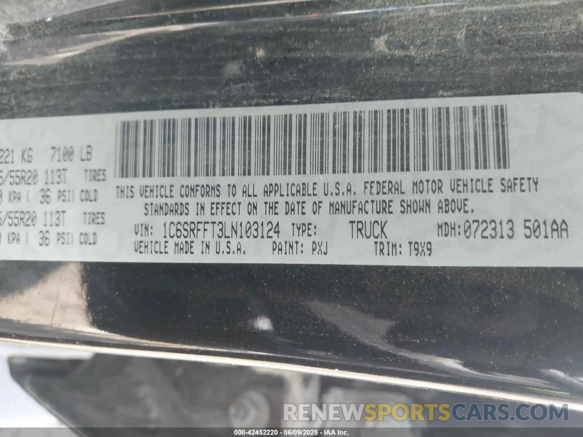 9 Photograph of a damaged car 1C6SRFFT3LN103124 RAM 1500 2020