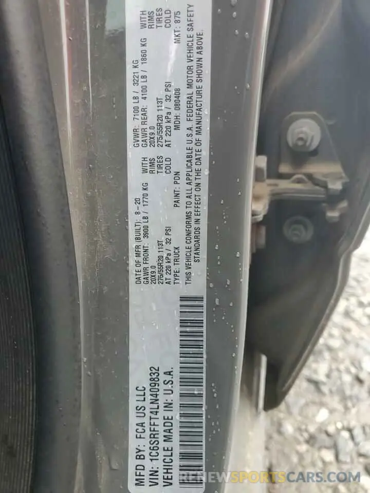 14 Photograph of a damaged car 1C6SRFFT4LN409832 RAM 1500 2020