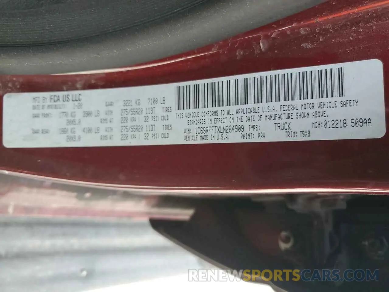 13 Photograph of a damaged car 1C6SRFFTXLN264909 RAM 1500 2020