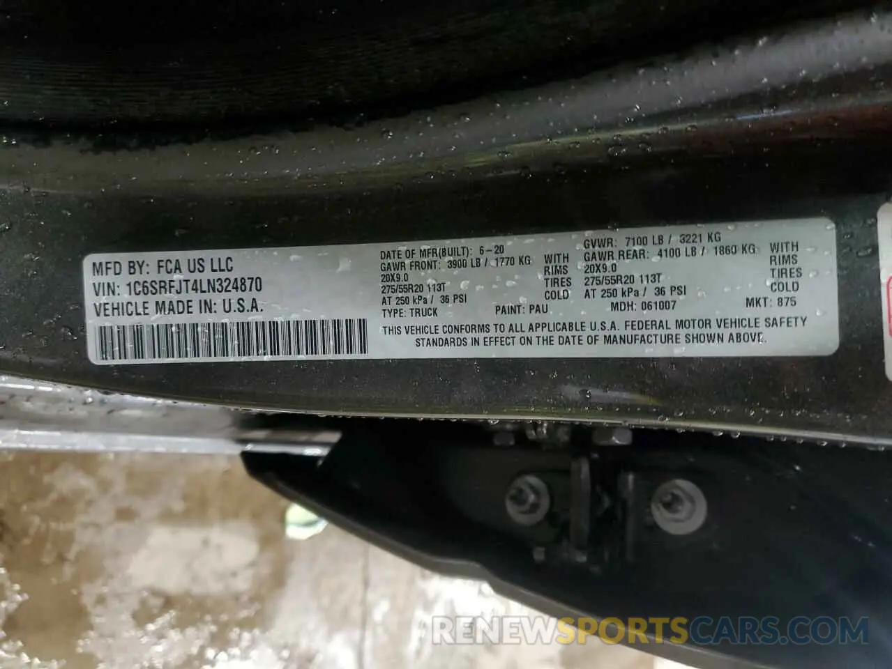 13 Photograph of a damaged car 1C6SRFJT4LN324870 RAM 1500 2020