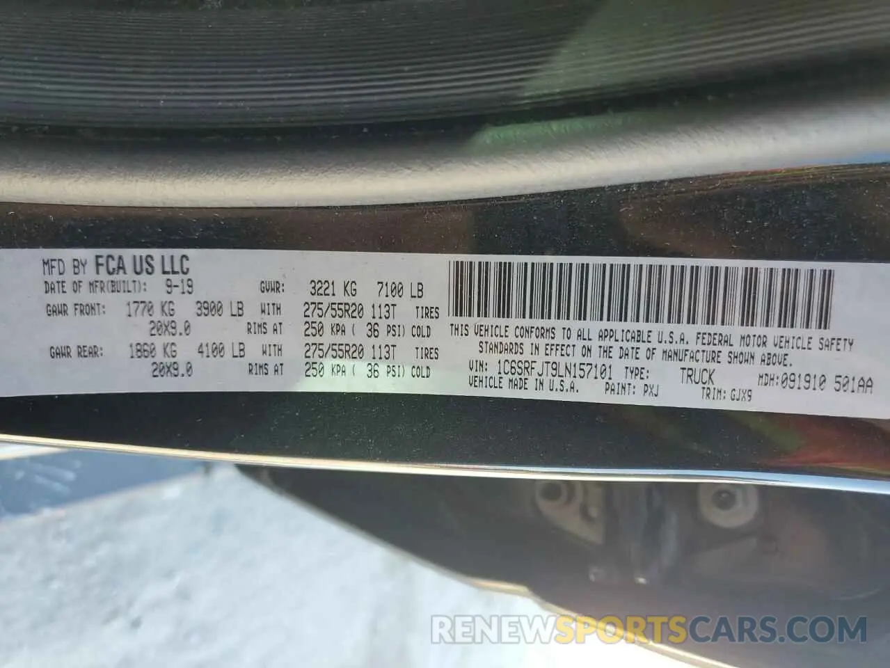 13 Photograph of a damaged car 1C6SRFJT9LN157101 RAM 1500 2020