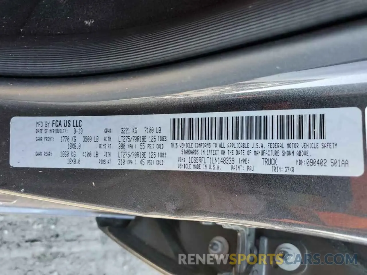 12 Photograph of a damaged car 1C6SRFLT1LN148339 RAM 1500 2020