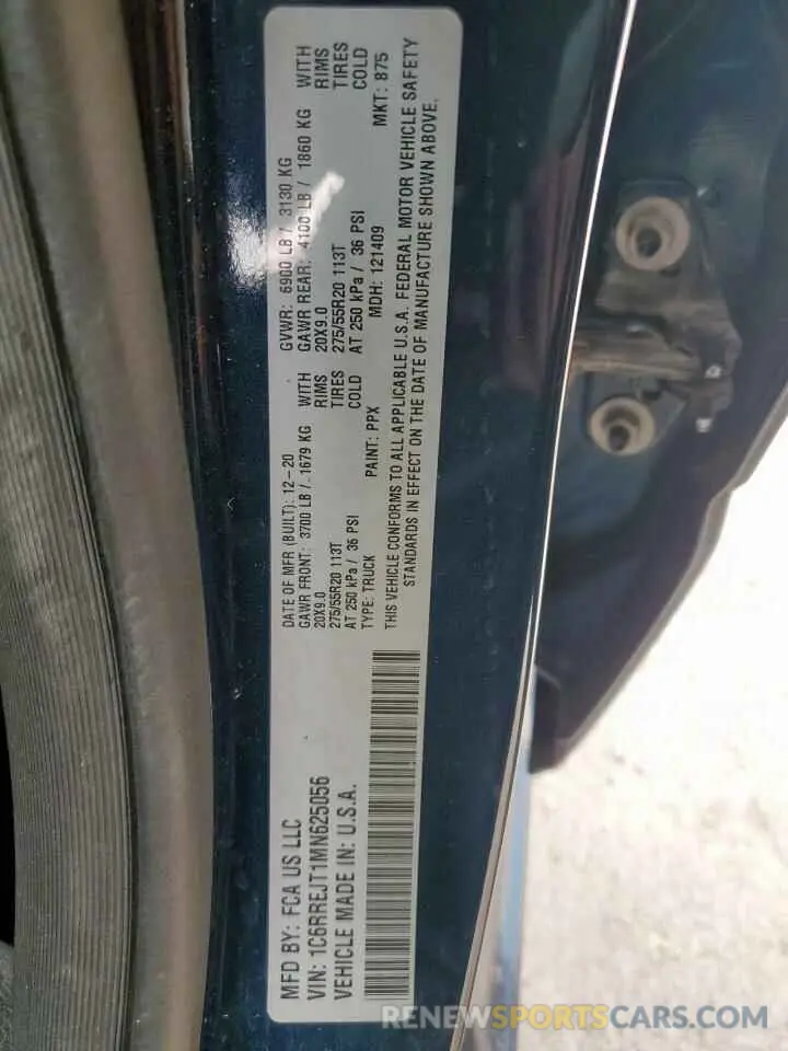 12 Photograph of a damaged car 1C6RREJT1MN625056 RAM 1500 2021