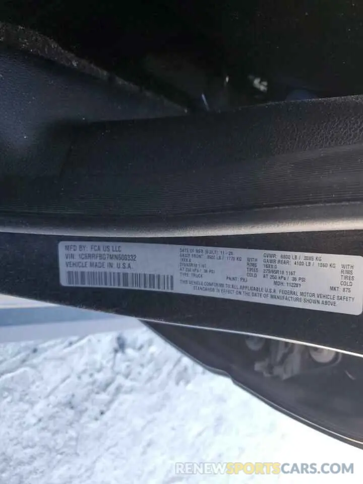 12 Photograph of a damaged car 1C6RRFBG7MN600332 RAM 1500 2021