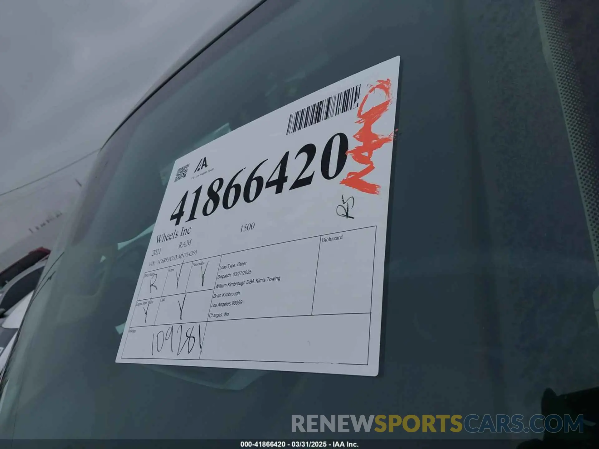 17 Photograph of a damaged car 1C6RRFCGXMN714260 RAM 1500 2021