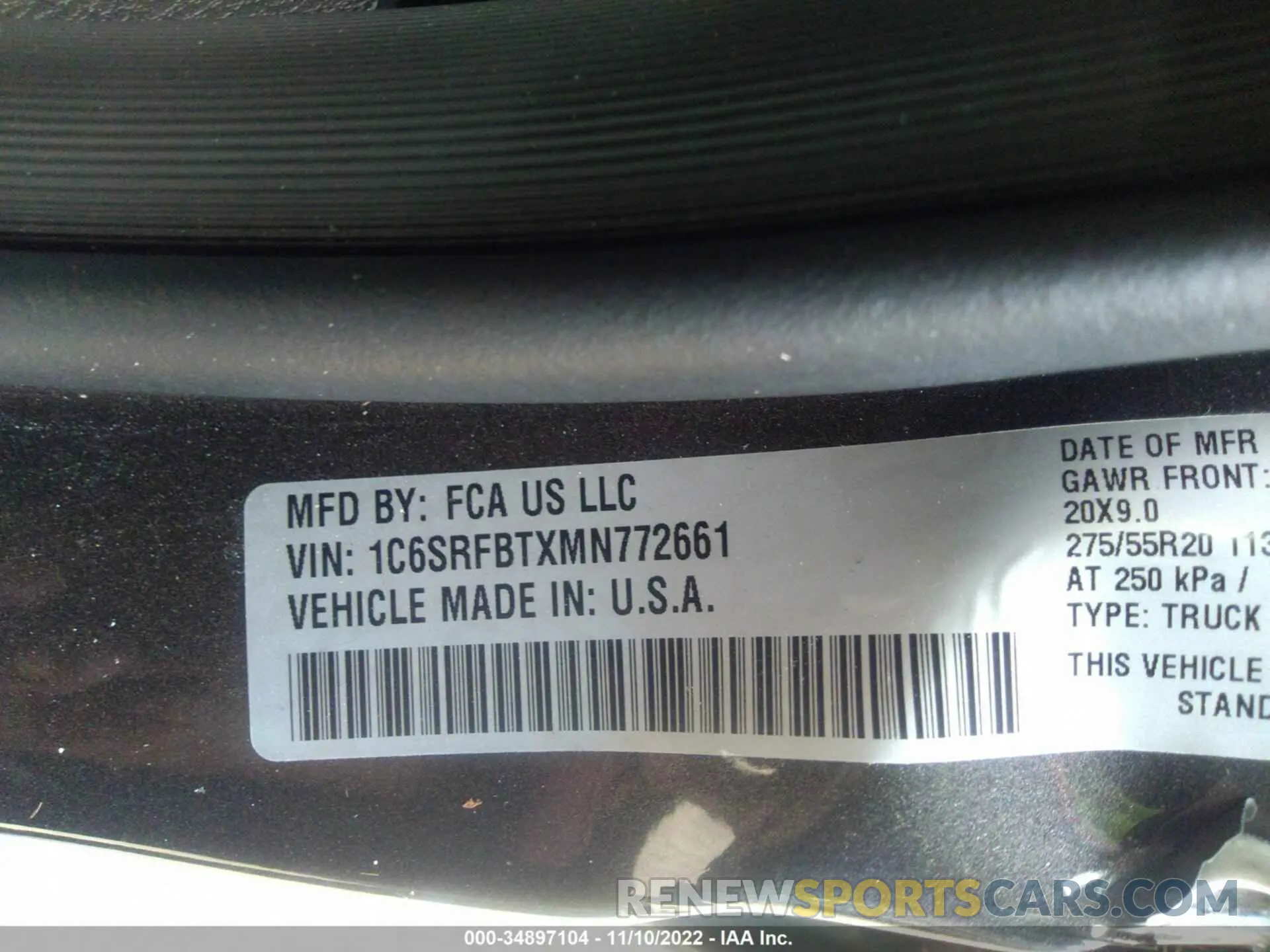 9 Photograph of a damaged car 1C6SRFBTXMN772661 RAM 1500 2021