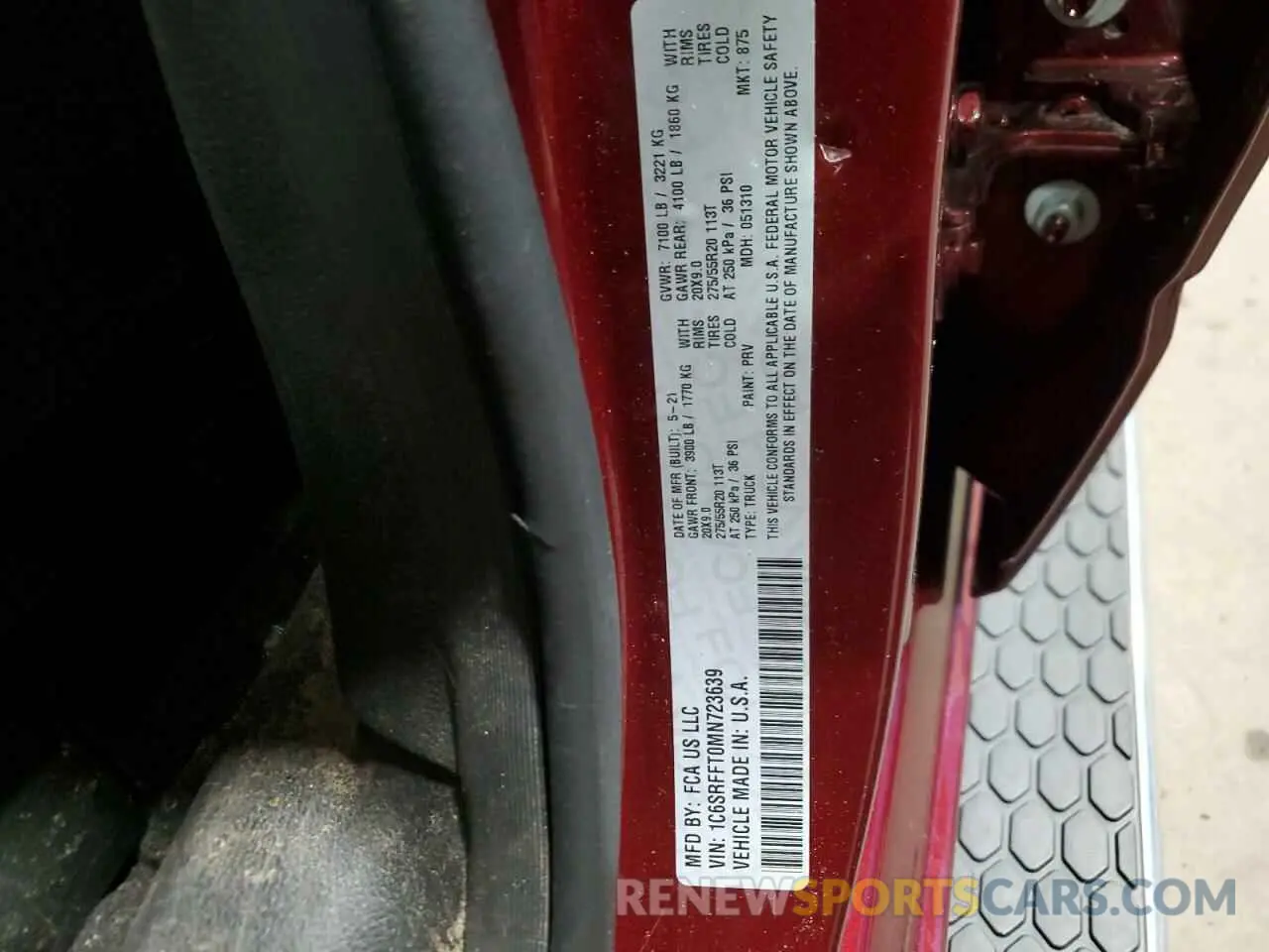 13 Photograph of a damaged car 1C6SRFFT0MN723639 RAM 1500 2021