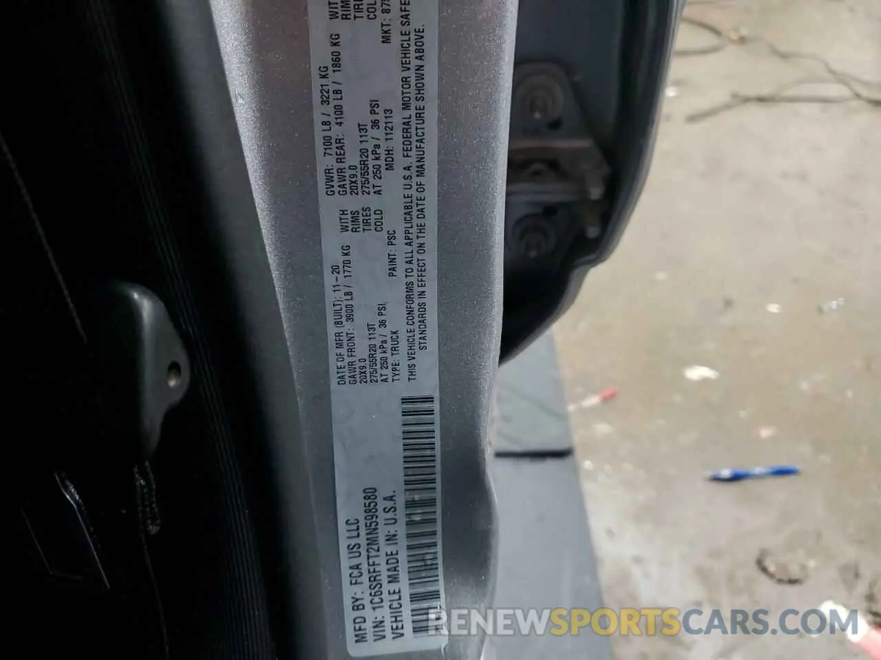 12 Photograph of a damaged car 1C6SRFFT2MN598580 RAM 1500 2021