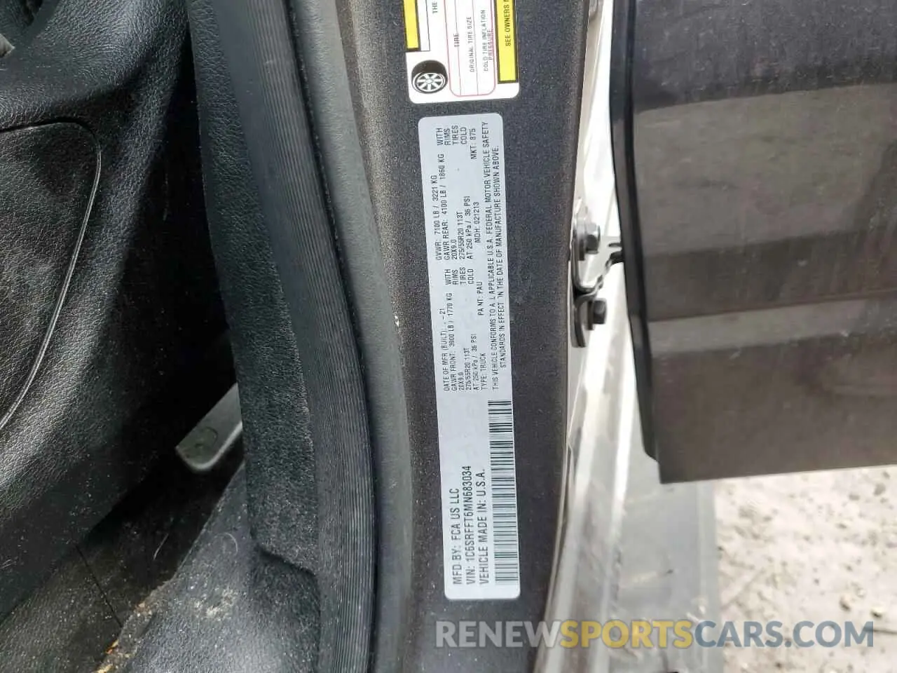 12 Photograph of a damaged car 1C6SRFFT6MN683034 RAM 1500 2021