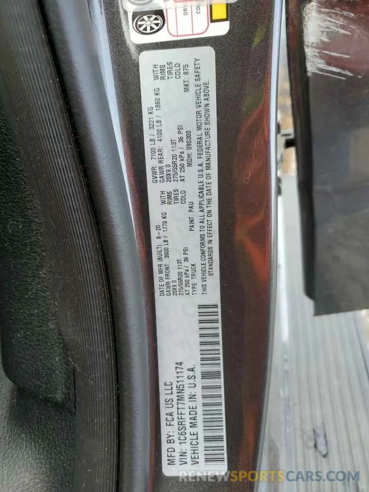 15 Photograph of a damaged car 1C6SRFFT7MN511174 RAM 1500 2021