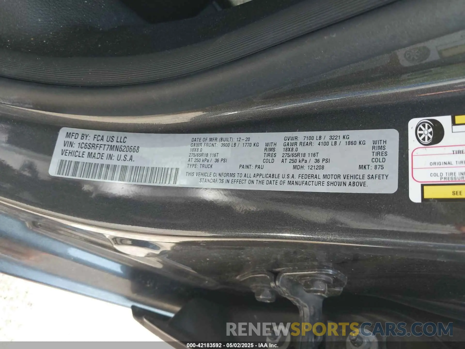 9 Photograph of a damaged car 1C6SRFFT7MN620668 RAM 1500 2021