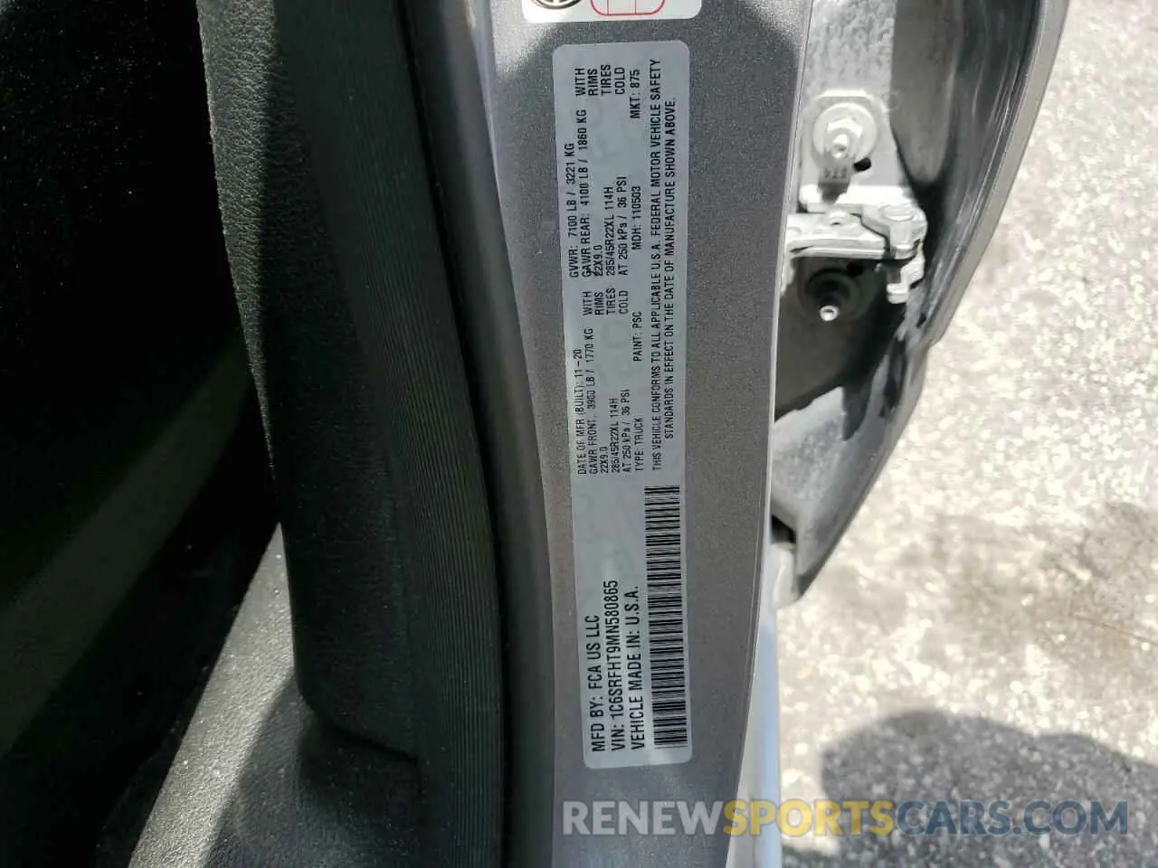 12 Photograph of a damaged car 1C6SRFHT9MN580865 RAM 1500 2021
