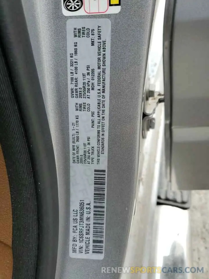 12 Photograph of a damaged car 1C6SRFJT3MN636051 RAM 1500 2021
